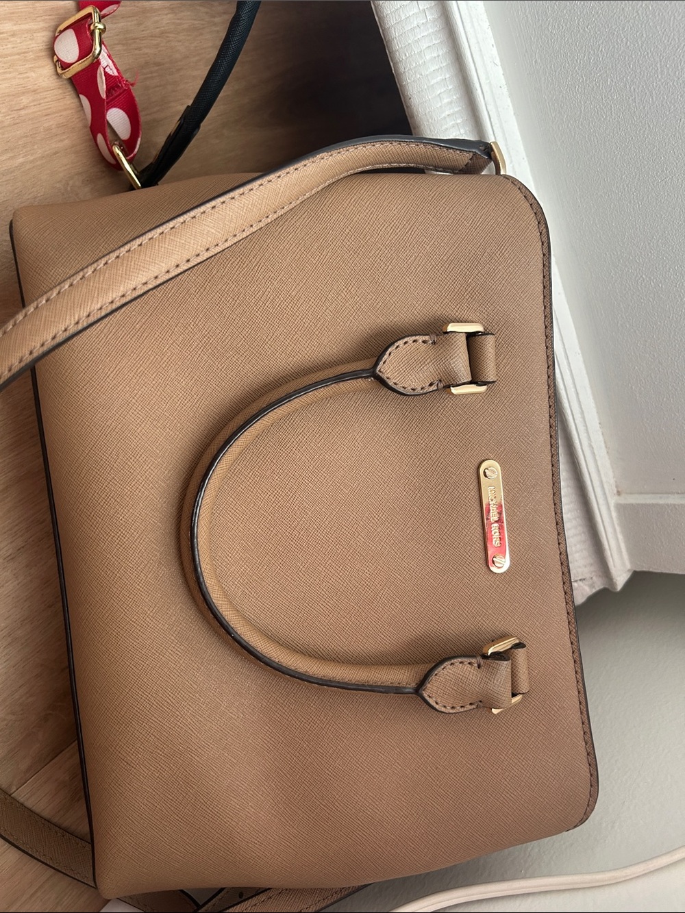 Leather Satchel Handbag in Tan - Michael Kors